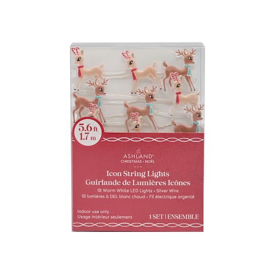 18ct. Warm White LED Reindeer String Lights on Silver Wire by Ashland®